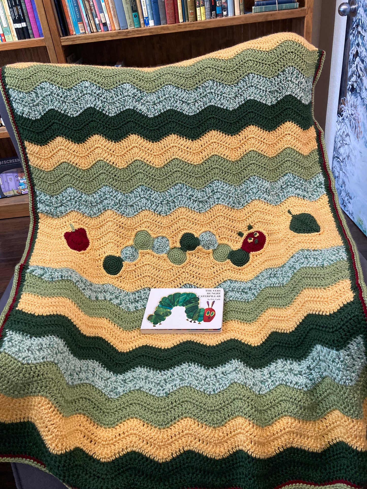 The Very Hungry Caterpillar Hand Crocheted Baby Blanket