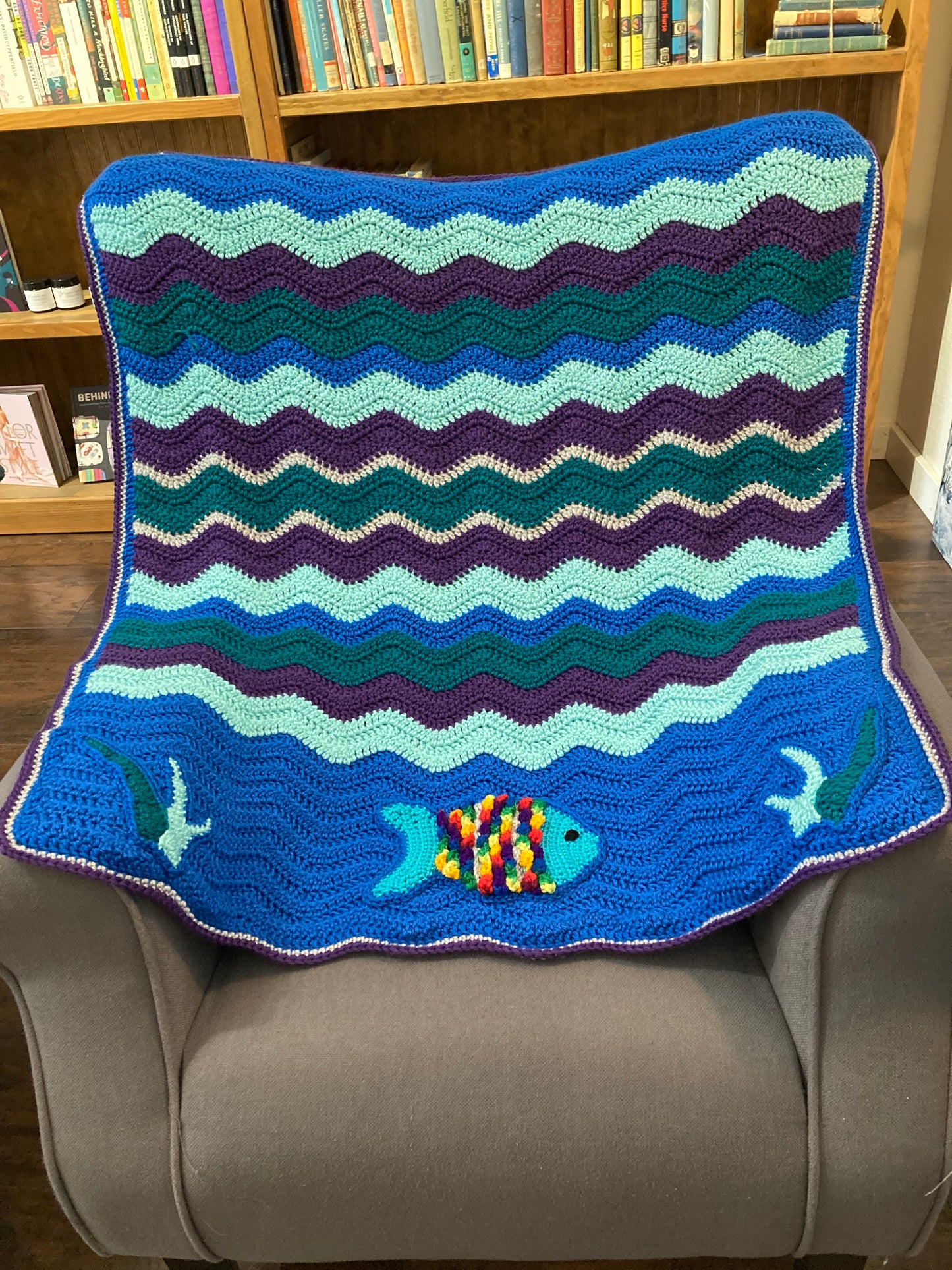 Rainbow Fish Hand Crocheted Baby Blanket