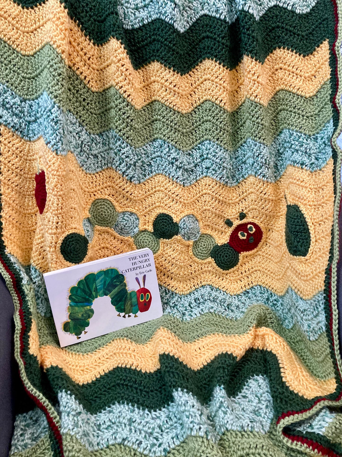 The Very Hungry Caterpillar Hand Crocheted Baby Blanket