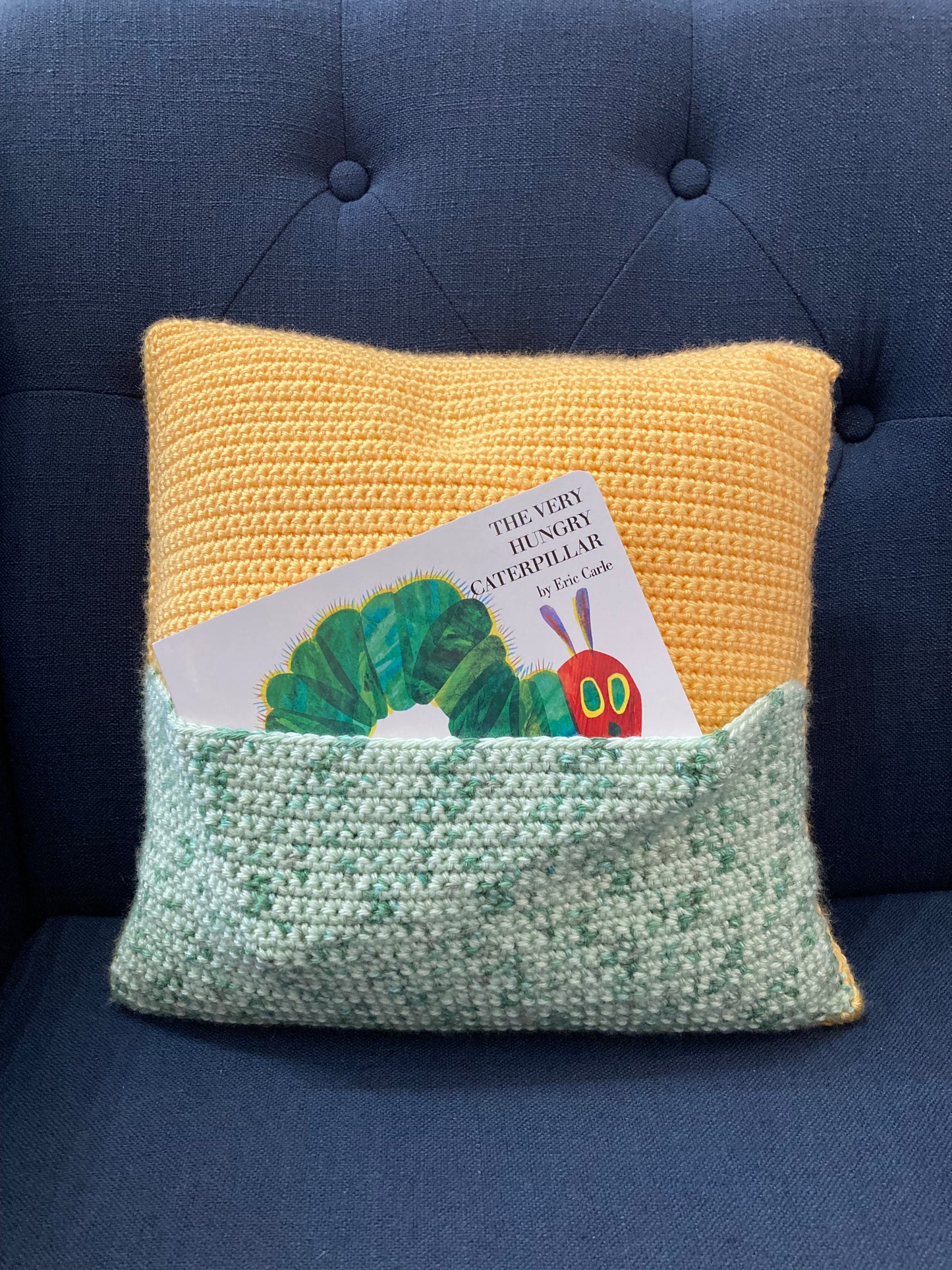 Hand Crocheted Very Hungry Caterpillar Pillow