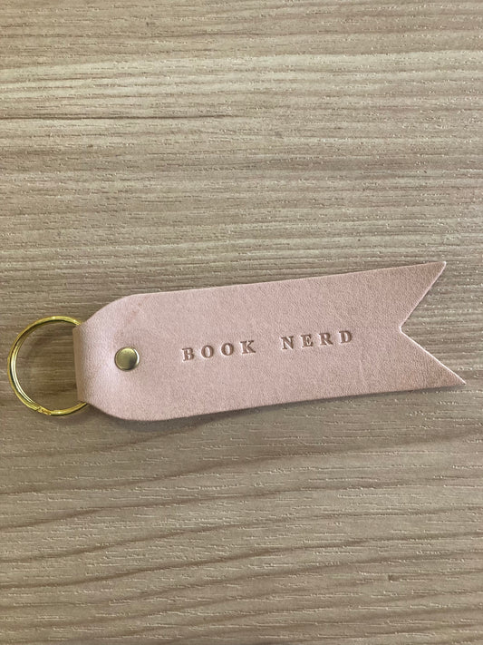 Leather “Book Nerd” Keychain