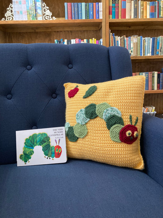 Hand Crocheted Very Hungry Caterpillar Pillow