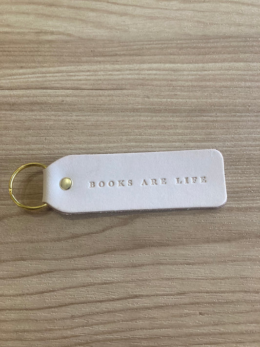 Leather “Books Are Life” Keychain