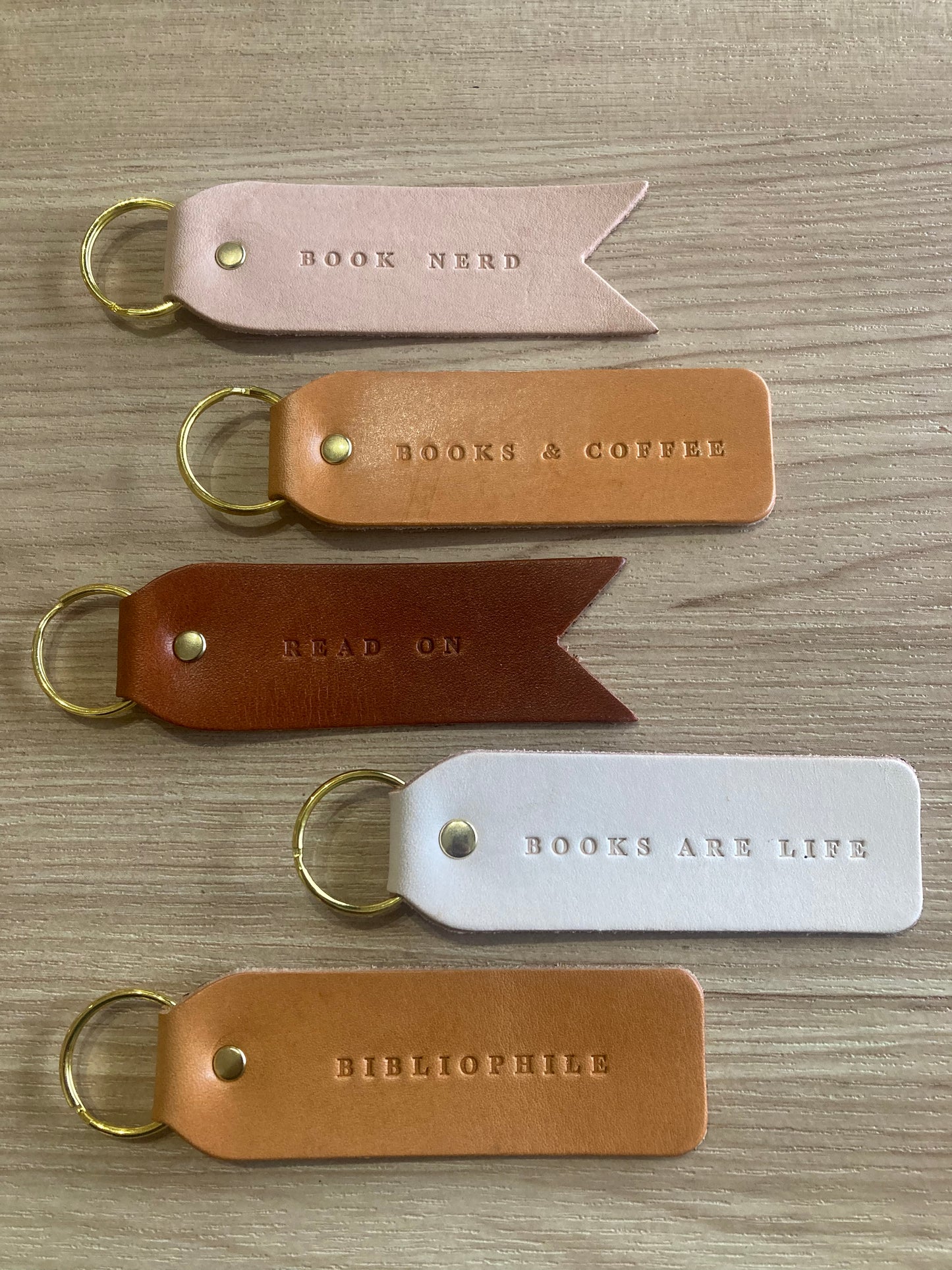 Leather “Books Are Life” Keychain