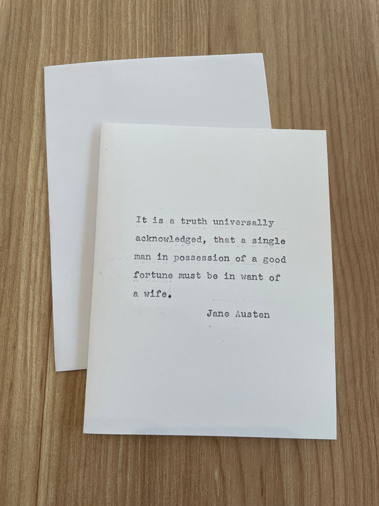 Typewriter Note Card (Jane Austen)