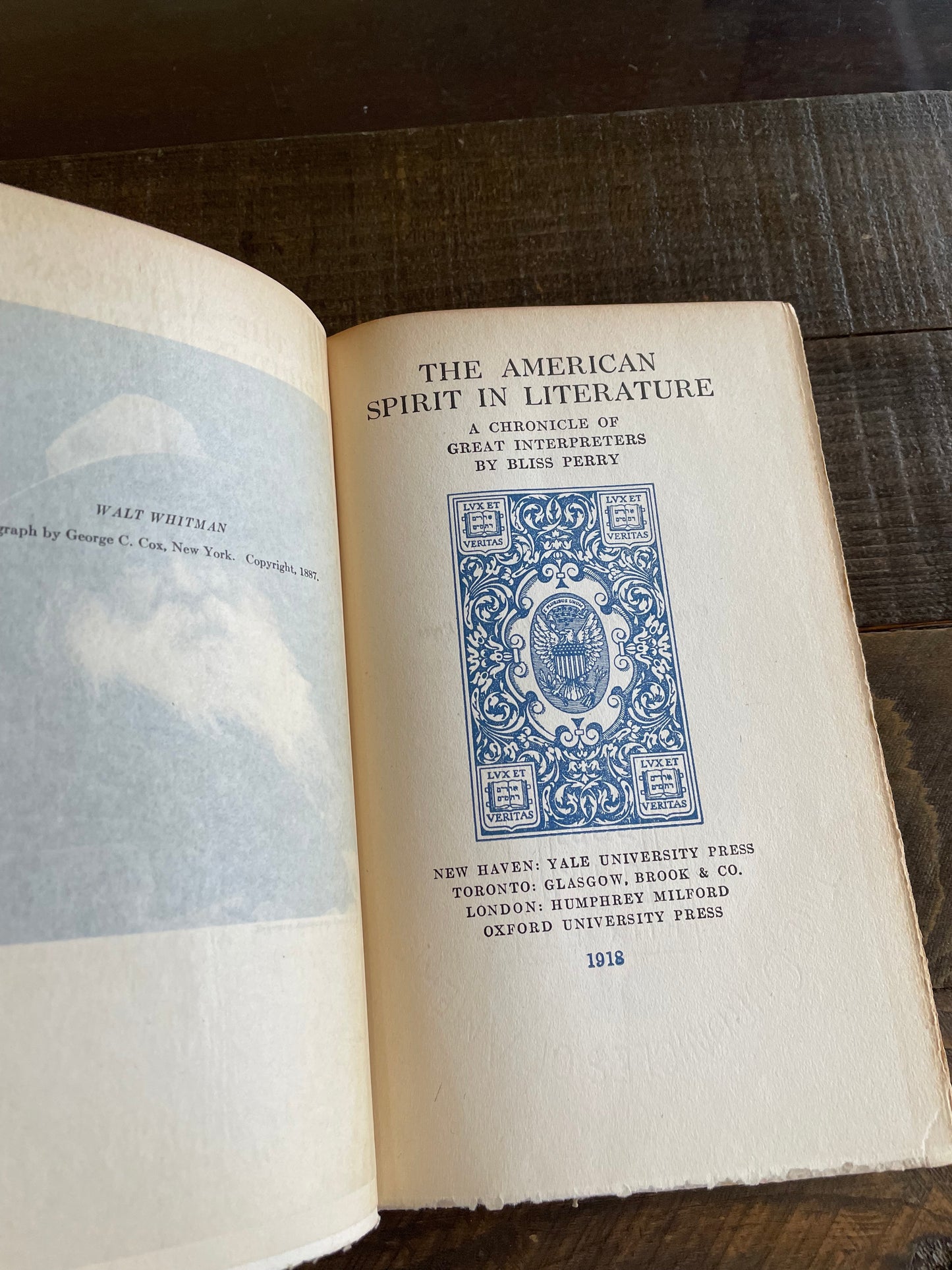 The American Spirit in Literature by Bliss Perry, 1918